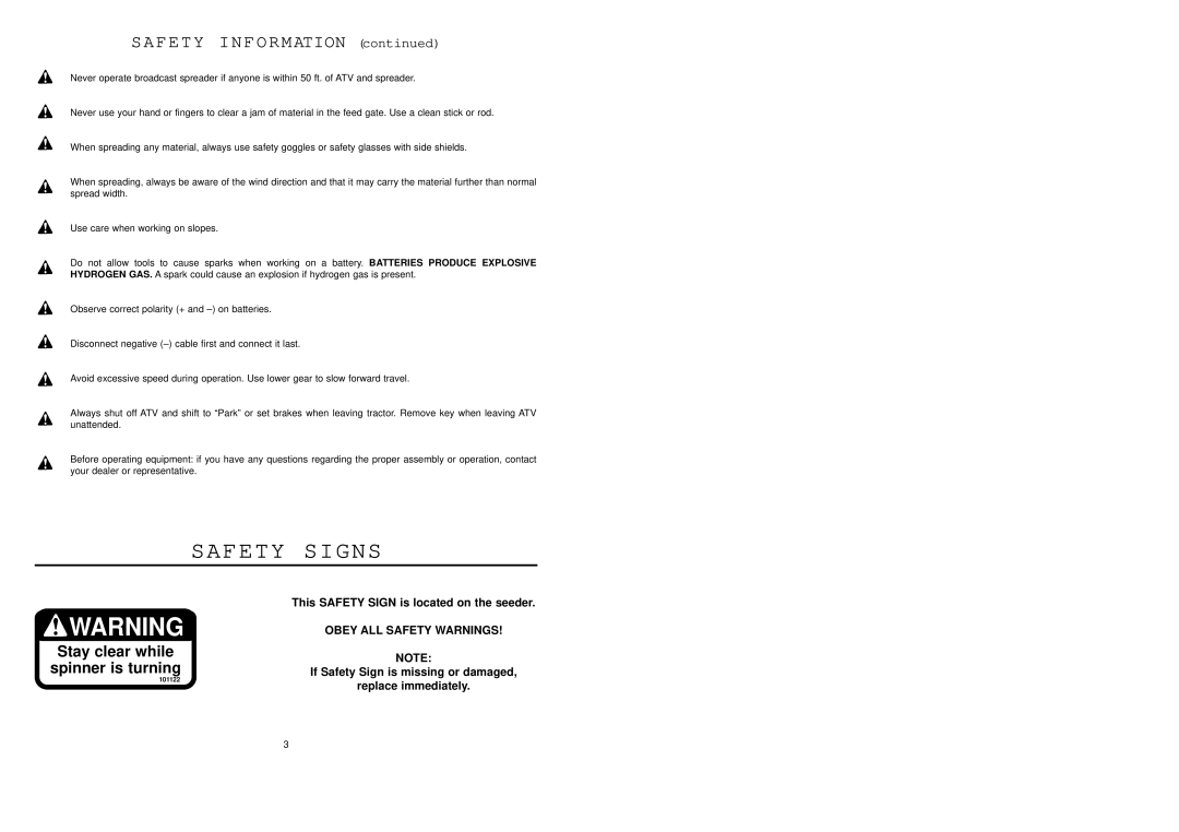 Worksaver ATVK-350, ATVK-370, ATVK-390 operating instructions Safety Signs 