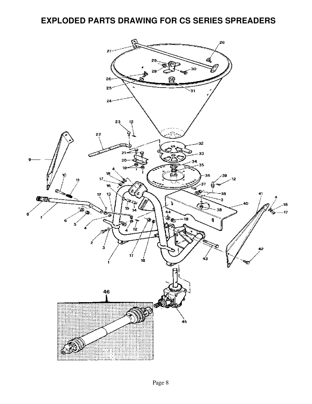 Worksaver CS-694, CS-1094, CSP-694, CSP-1094 instruction manual Exploded Parts Drawing For Cs Series Spreaders, Page 