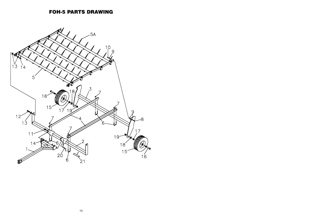 Worksaver manual FOH-5 Parts Drawing 