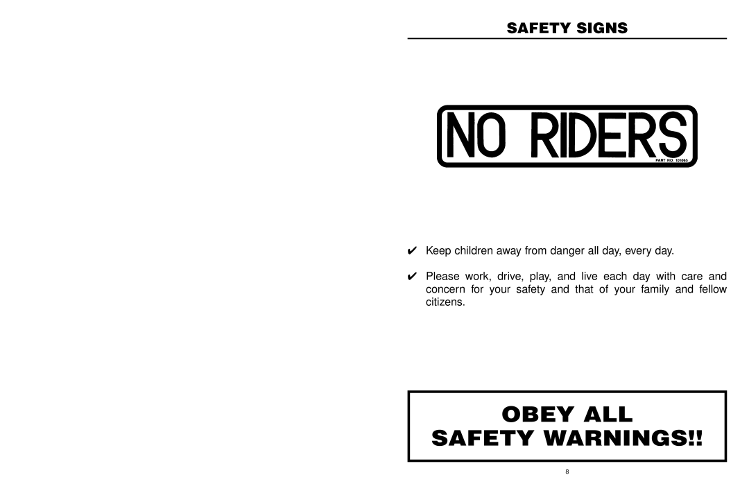 Worksaver FOH-5 manual Obey ALL Safety Warnings, Safety Signs 