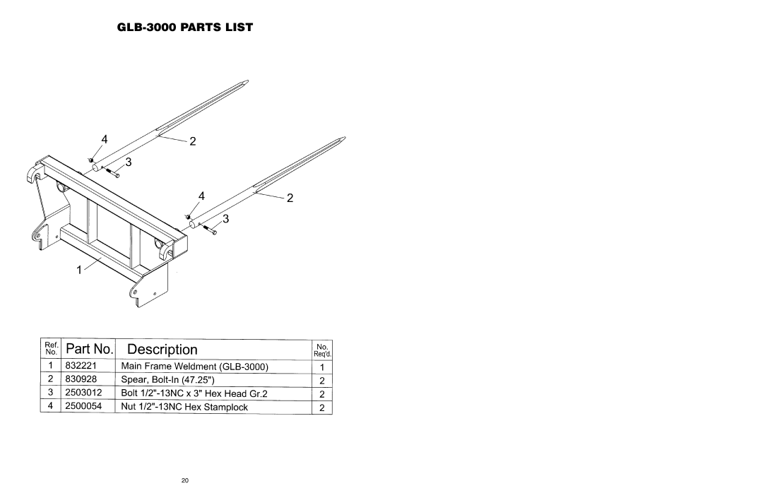 Worksaver GLB-340, GLB-330, GLB-2200 manual GLB-3000 Parts List 