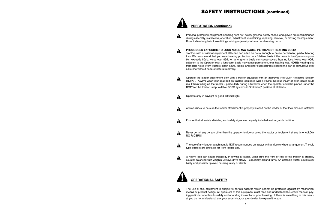 Worksaver GLB-330, GLB-340, GLB-2200, GLB-3000 manual Preparation, Operational Safety 