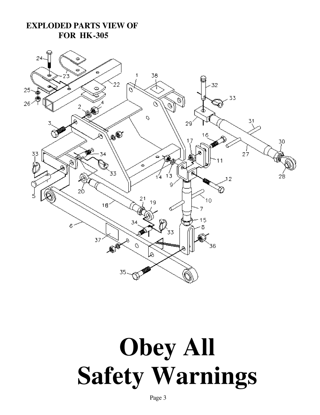 Worksaver HK-305 owner manual Obey All Safety Warnings, Exploded Parts View 