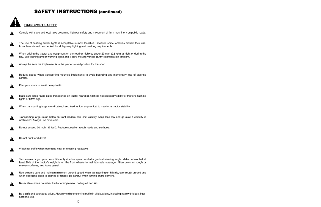 Worksaver JDBS-623, JDBS-434, JDBS-634, JDBS-412, JDBS-423, JDBS-612, JDBS-433 operating instructions Transport Safety 