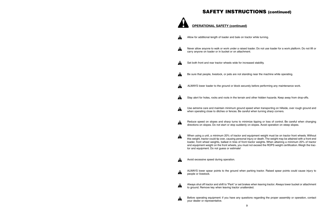 Worksaver JDBS-423, JDBS-434, JDBS-634, JDBS-412, JDBS-623 SAFETY INSTRUCTIONS continued, OPERATIONAL SAFETY continued 
