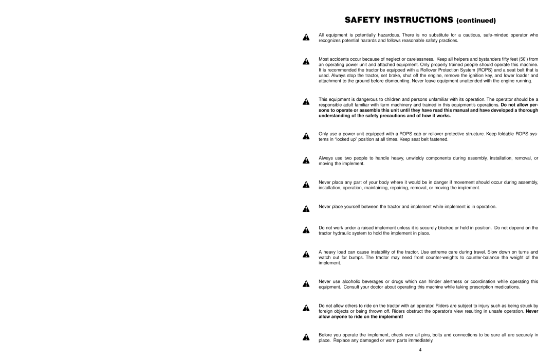 Worksaver DCR-4, LRHD-7, LRHD-6, MCR-6, LRHD-8, DCR-5, MCR-7 manual Safety Instructions 