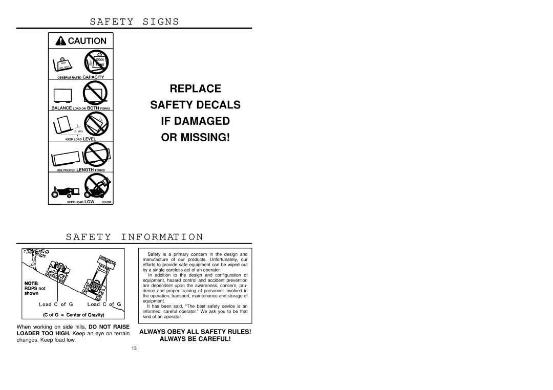 Worksaver SSPF-3742 operating instructions Safety Signs, Safety Information 