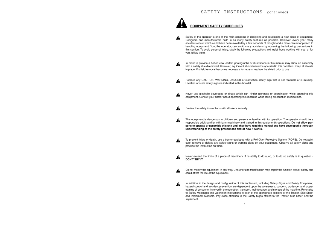 Worksaver SSPF-3742 operating instructions Safety Instructions, Equipment Safety Guidelines 