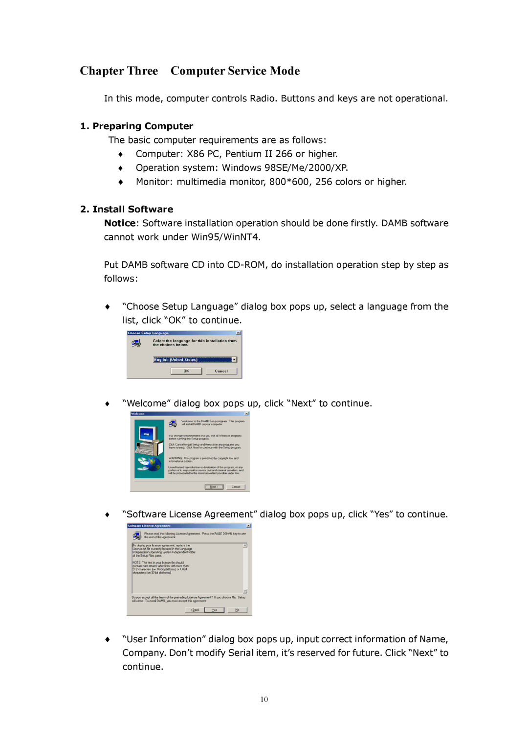 WorldSpace TONGSHI user manual Preparing Computer, Install Software 