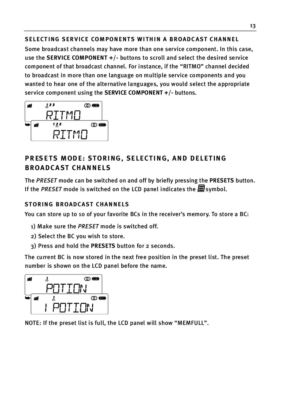 WorldSpace wssr-11 manual Storing Broadc AST C H a N N E L S 