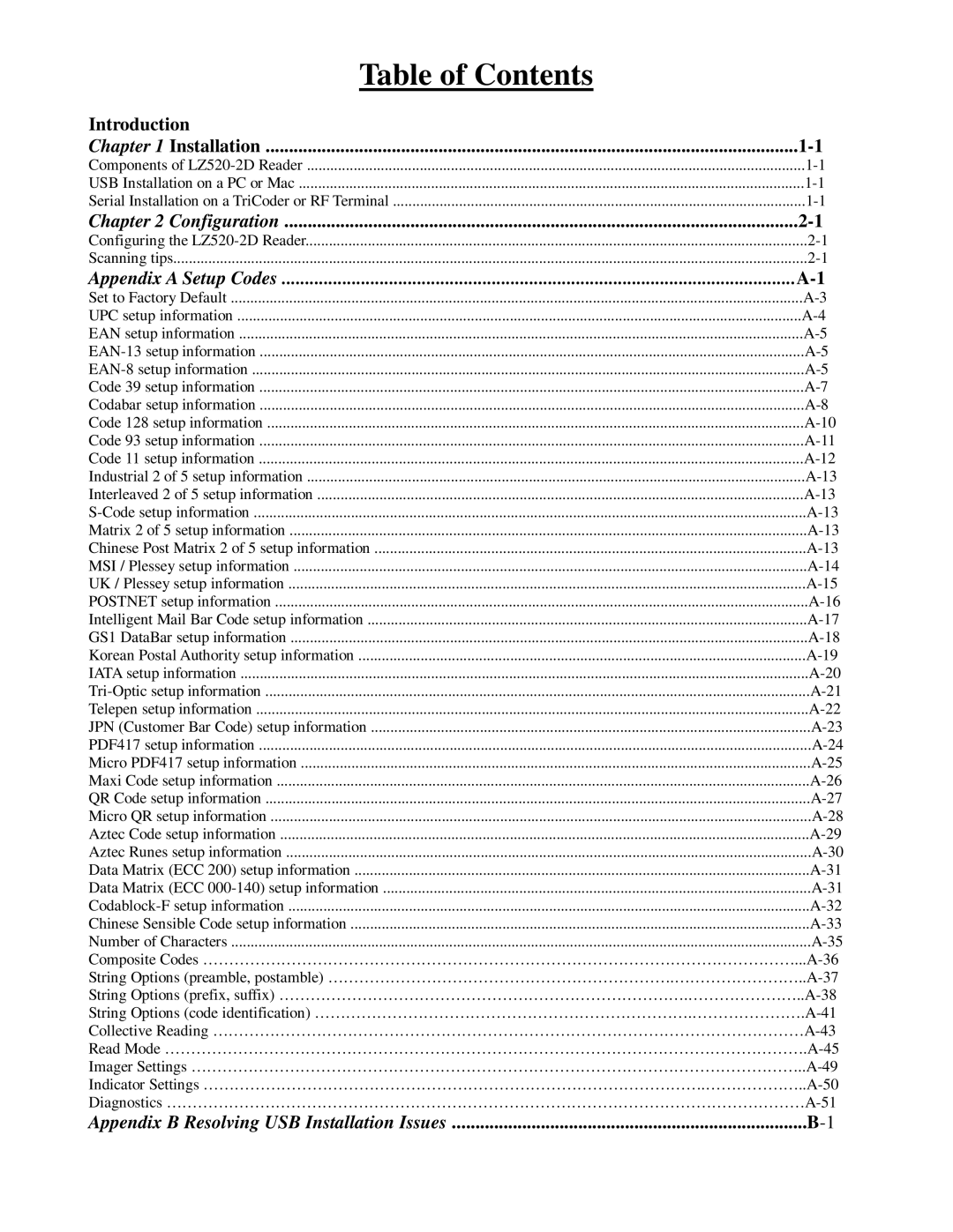 Worth Data 5202D owner manual Table of Contents 