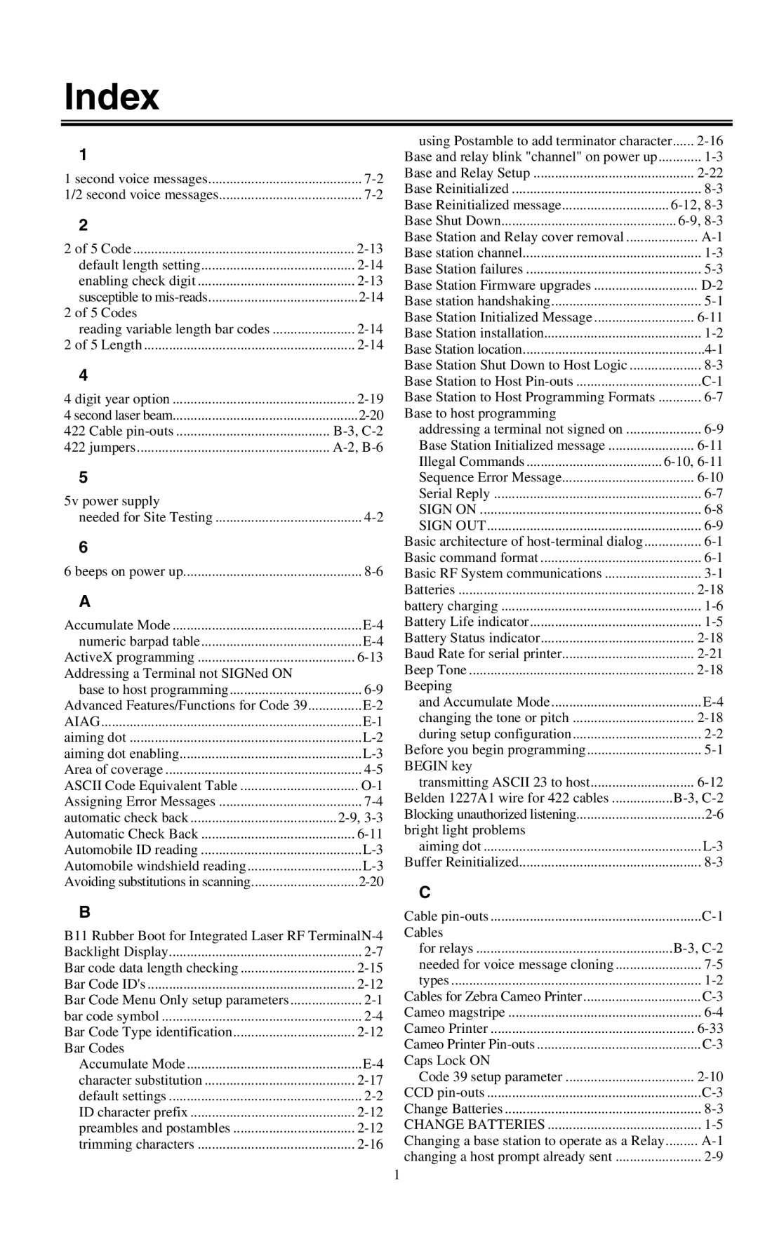 Worth Data 701 RF manual Index, Aiag 