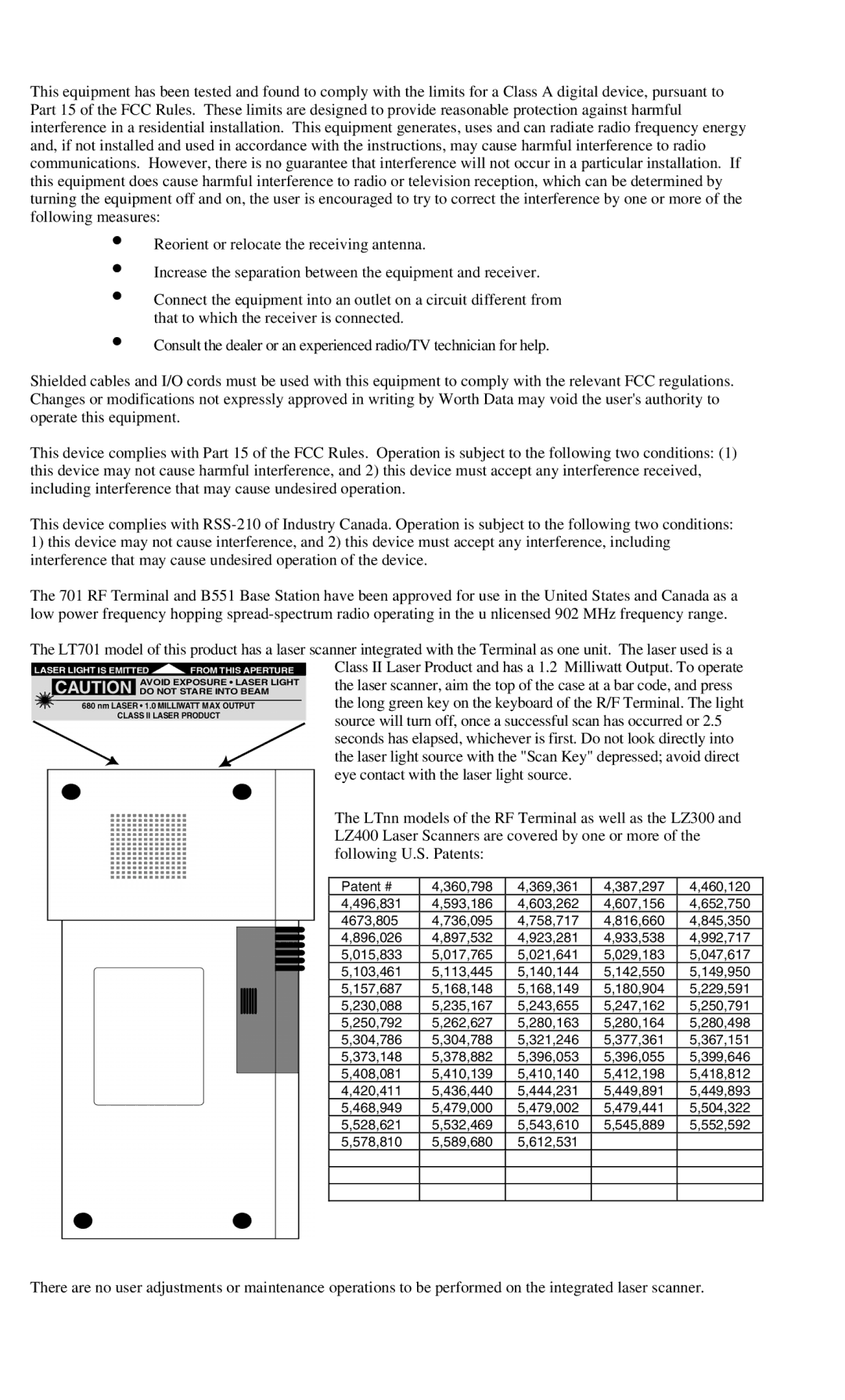 Worth Data 701 RF manual 