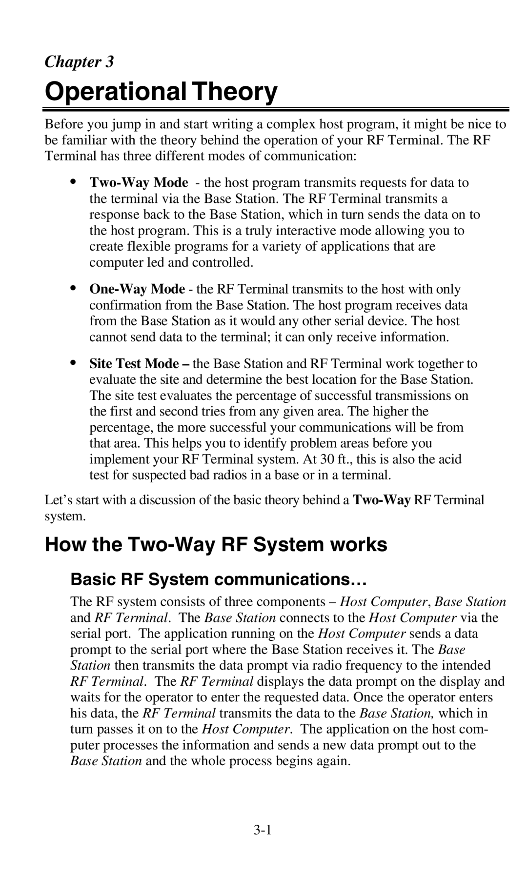 Worth Data 701 RF manual Operational Theory, How the Two-Way RF System works, Basic RF System communications… 