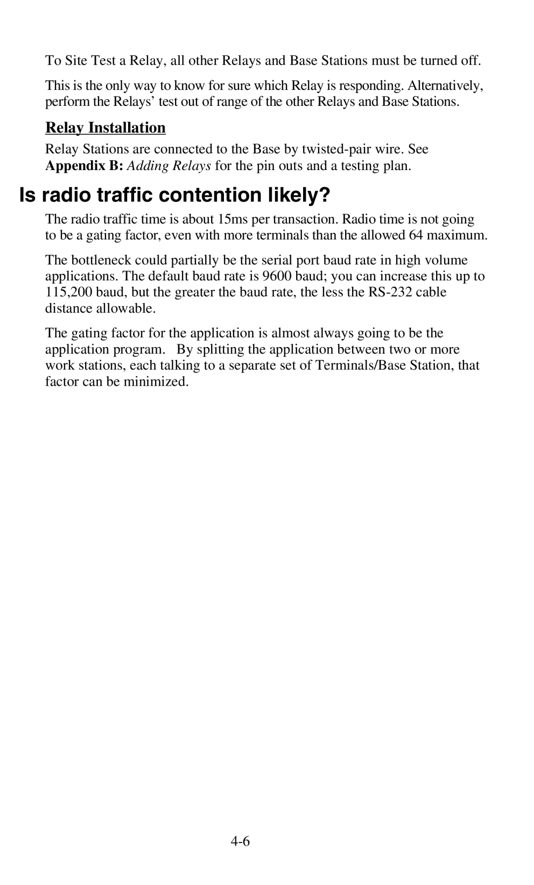 Worth Data 701 RF manual Is radio traffic contention likely?, Relay Installation 