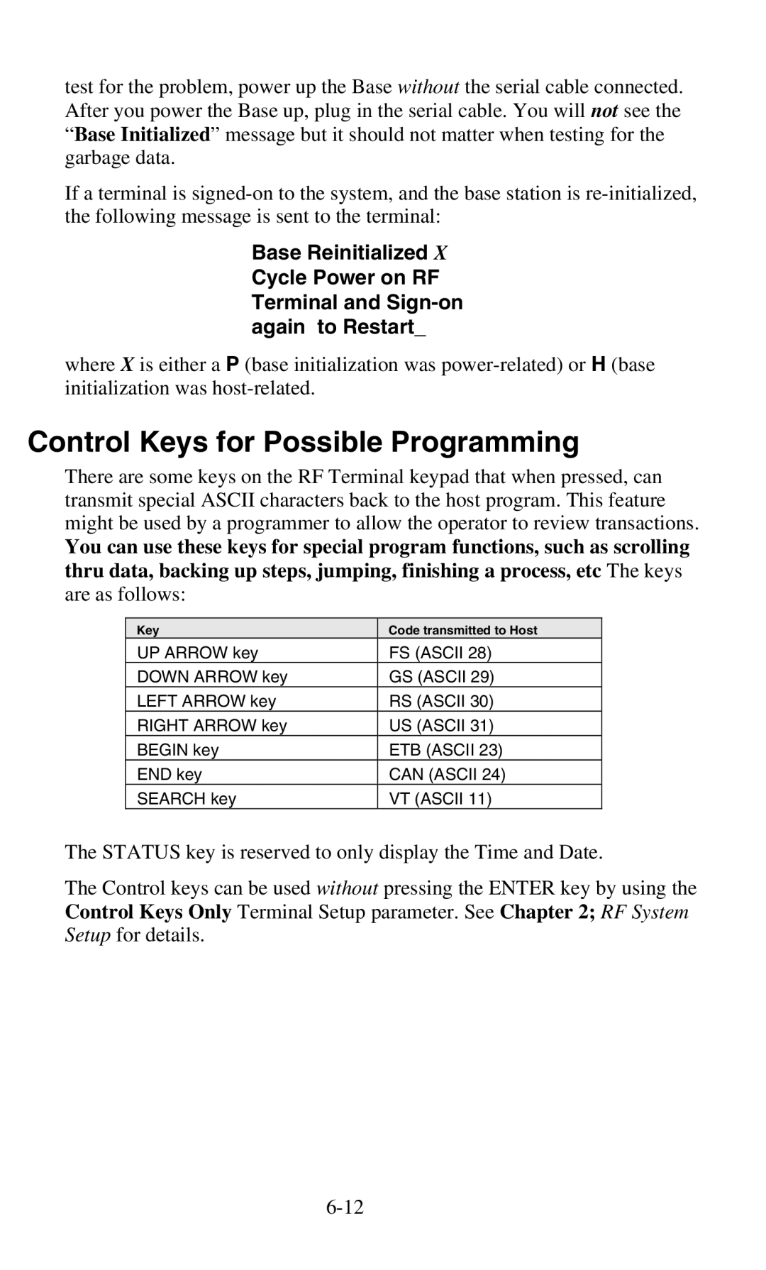 Worth Data 701 RF manual Control Keys for Possible Programming, Are as follows 