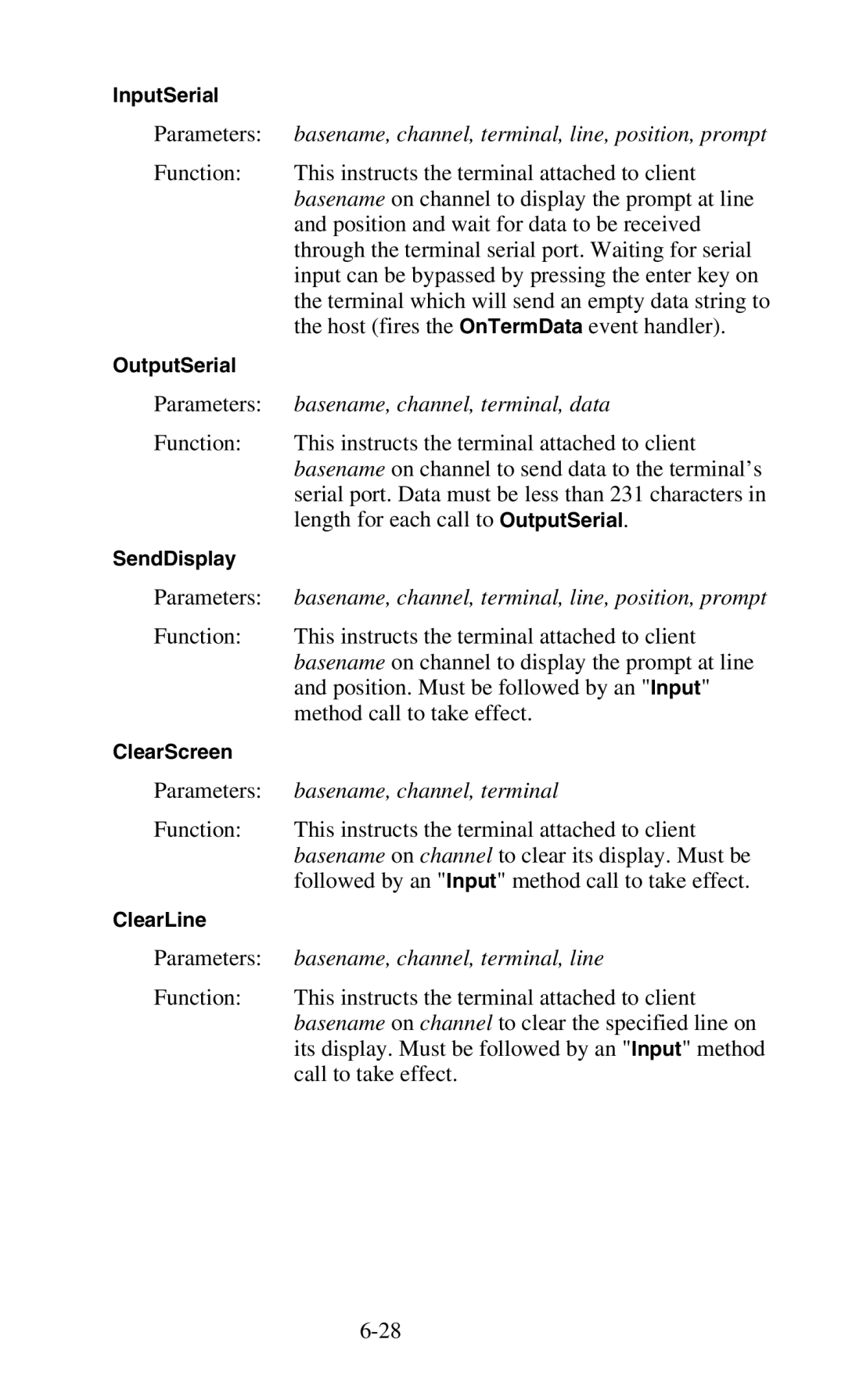 Worth Data 701 RF manual Basename, channel, terminal, data, Basename, channel, terminal, line 