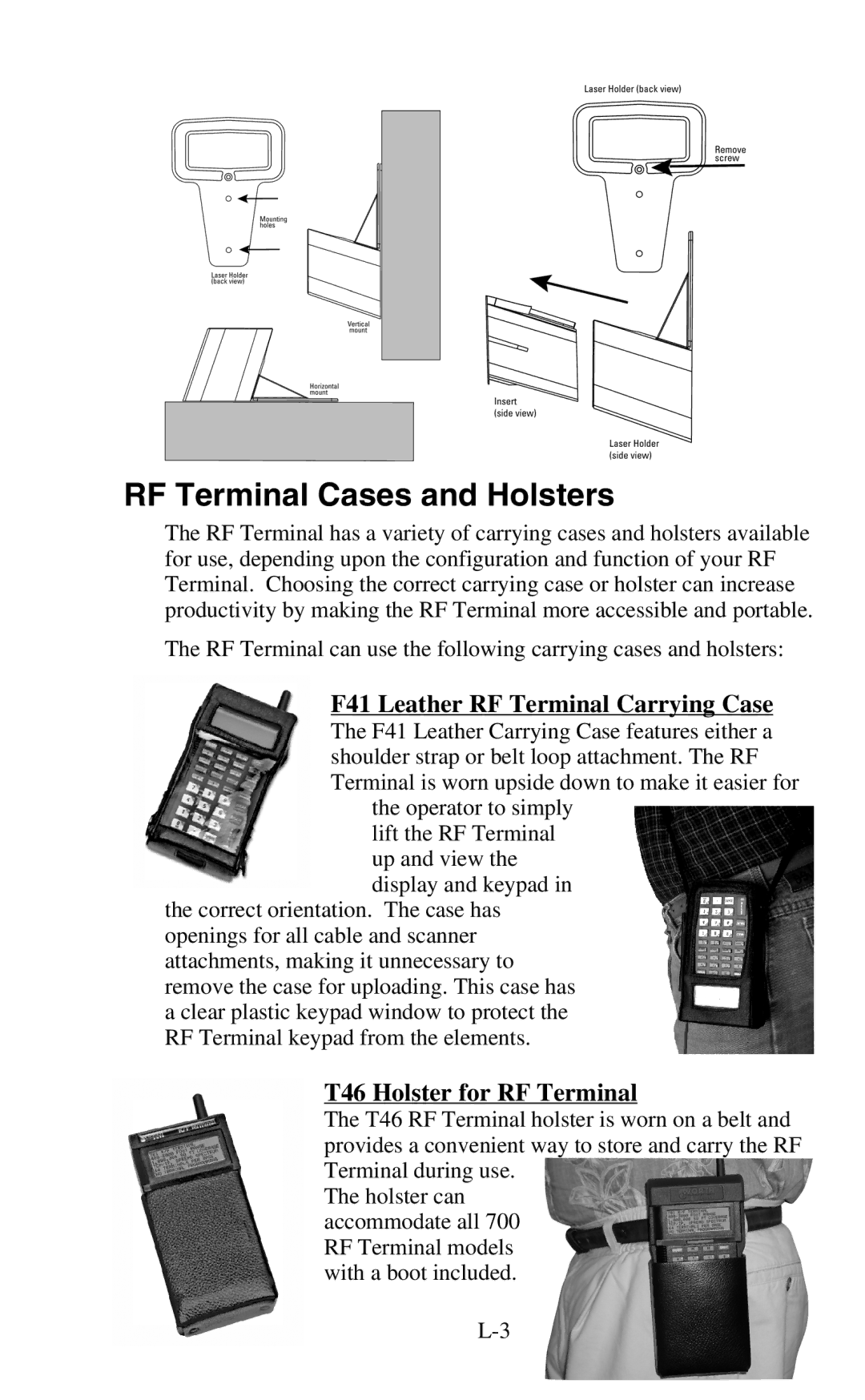 Worth Data 802 RF RF Terminal Cases and Holsters, F41 Leather RF Terminal Carrying Case, T46 Holster for RF Terminal 