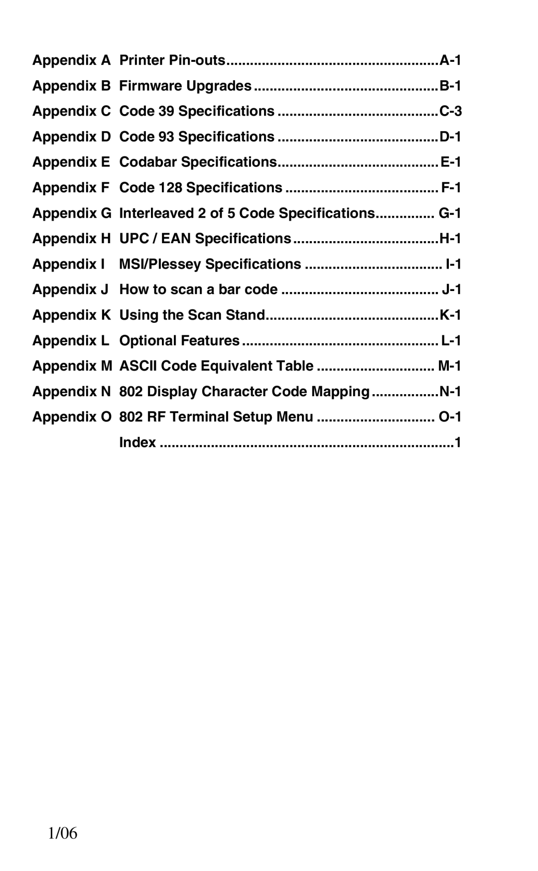 Worth Data 802 RF Appendix a, Appendix B, Appendix C, Appendix D, Appendix E, Appendix F, Appendix G, Appendix H 