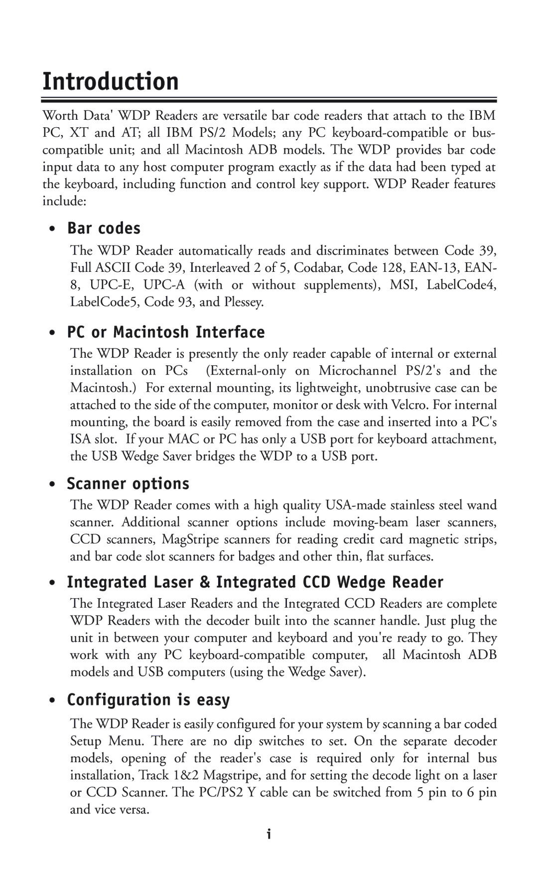 Worth Data P11/12 user manual Introduction 