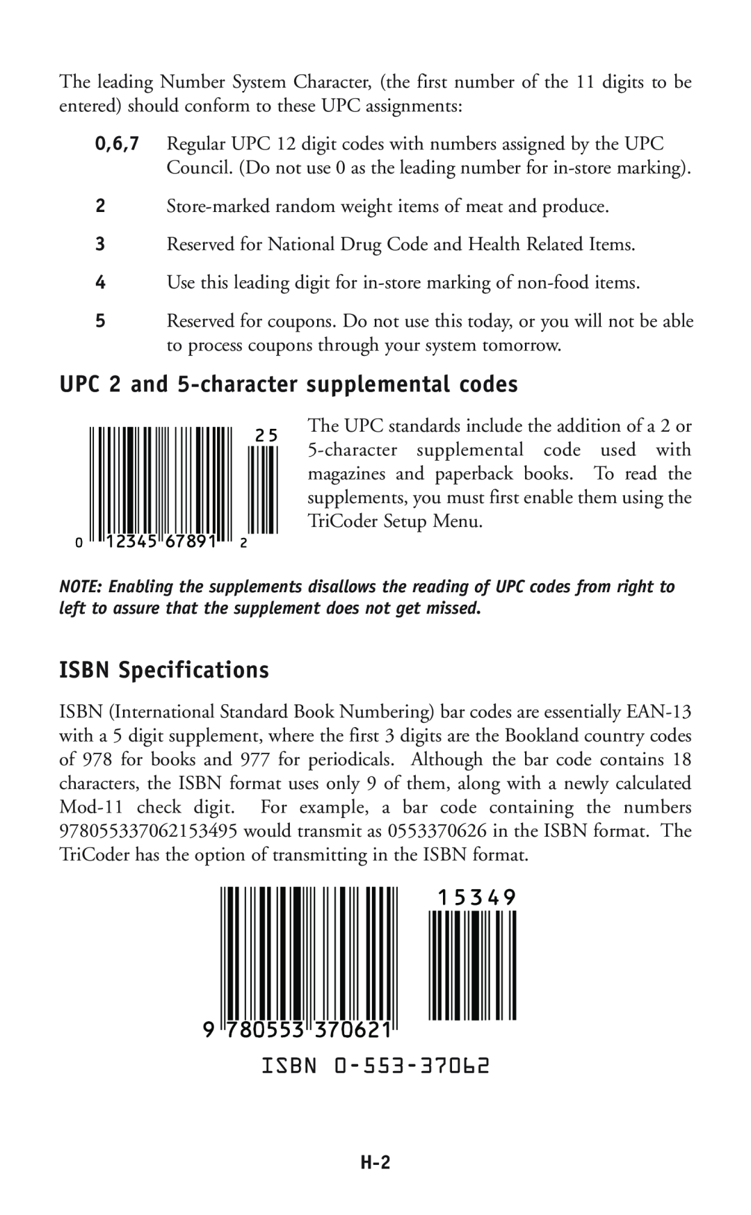 Worth Data P11/12 user manual UPC 2 and 5-character supplemental codes, ISBN Specifications 