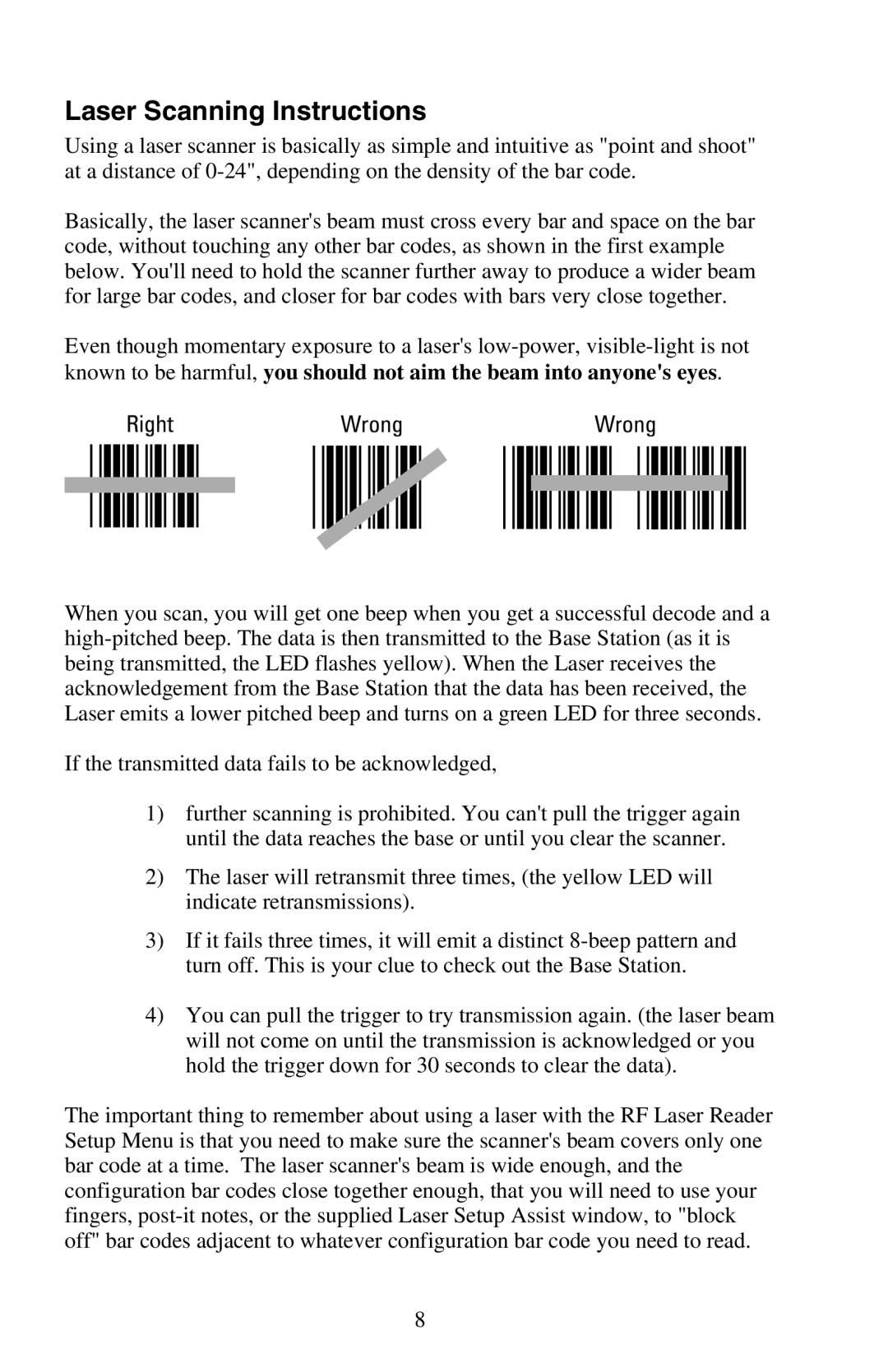 Worth Data RF Laser user manual Laser Scanning Instructions 