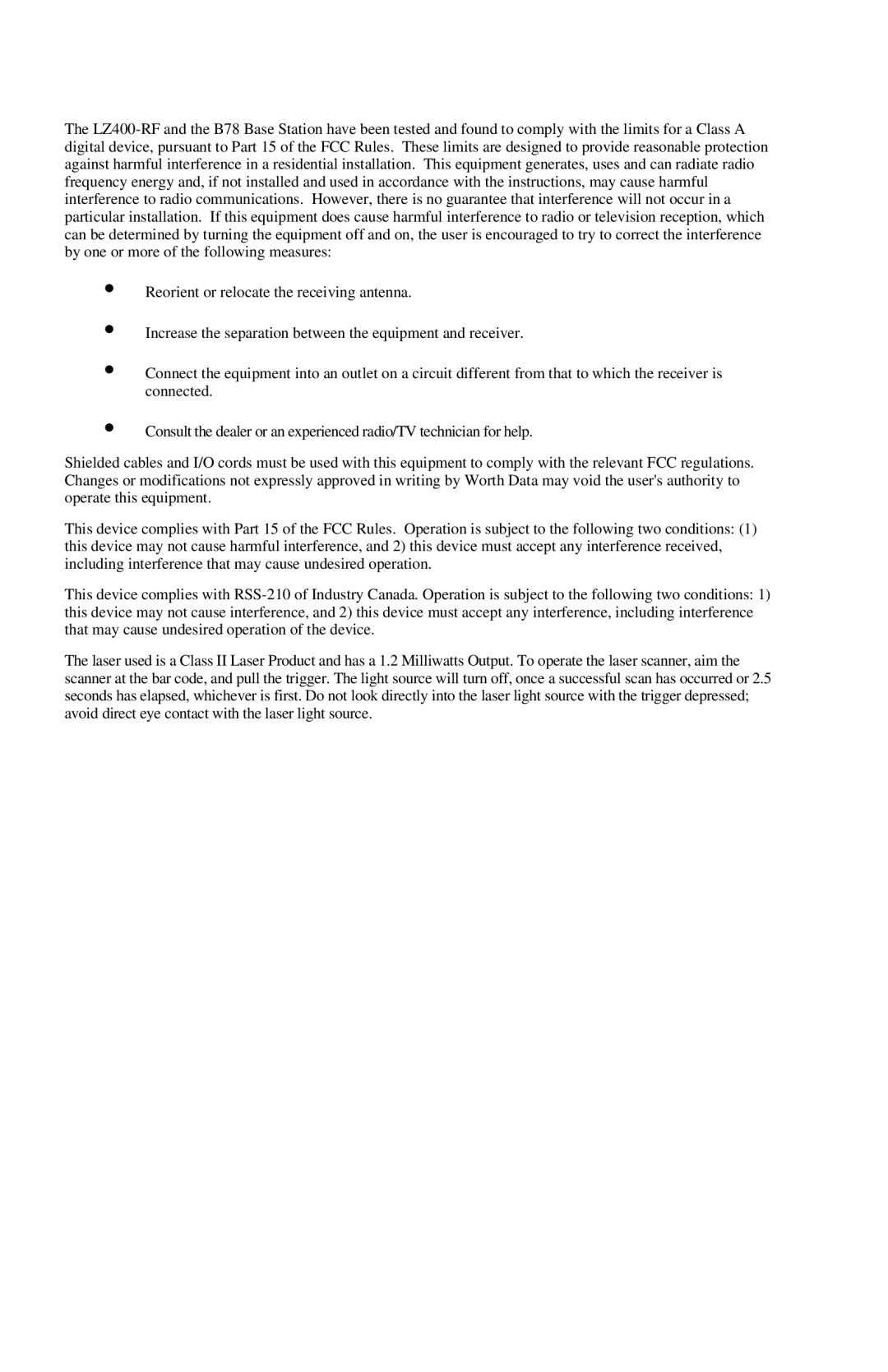 Worth Data RF Laser user manual 