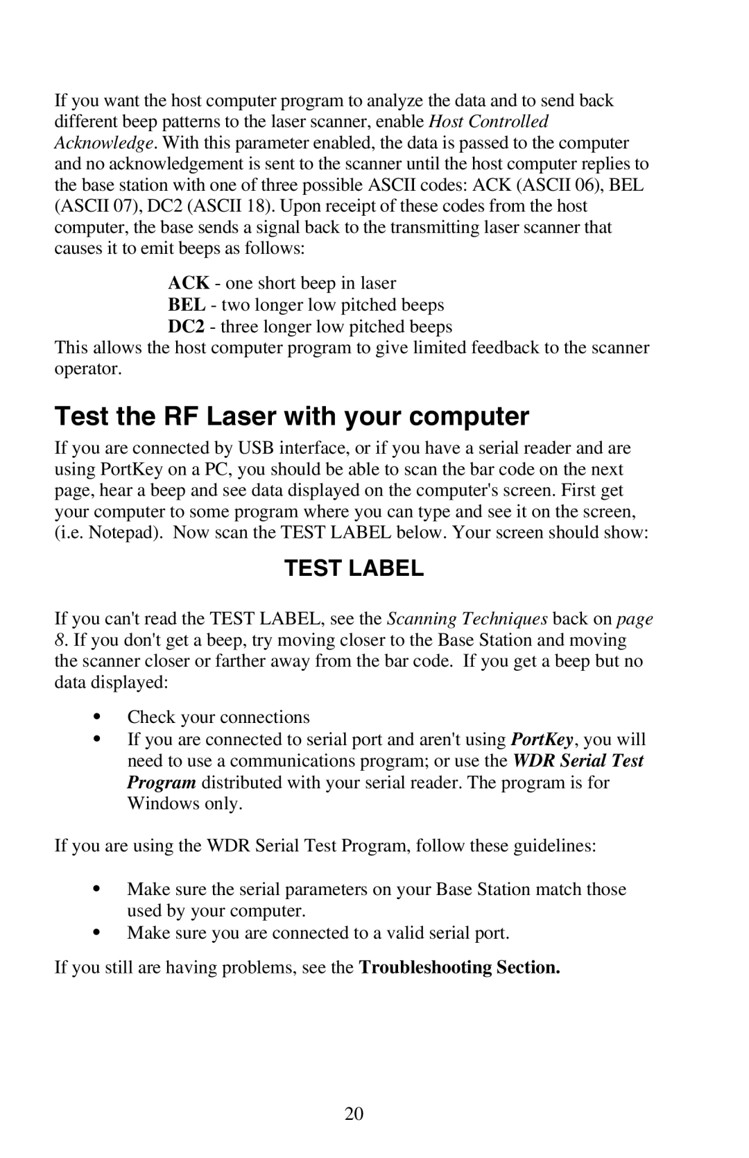 Worth Data user manual Test the RF Laser with your computer 