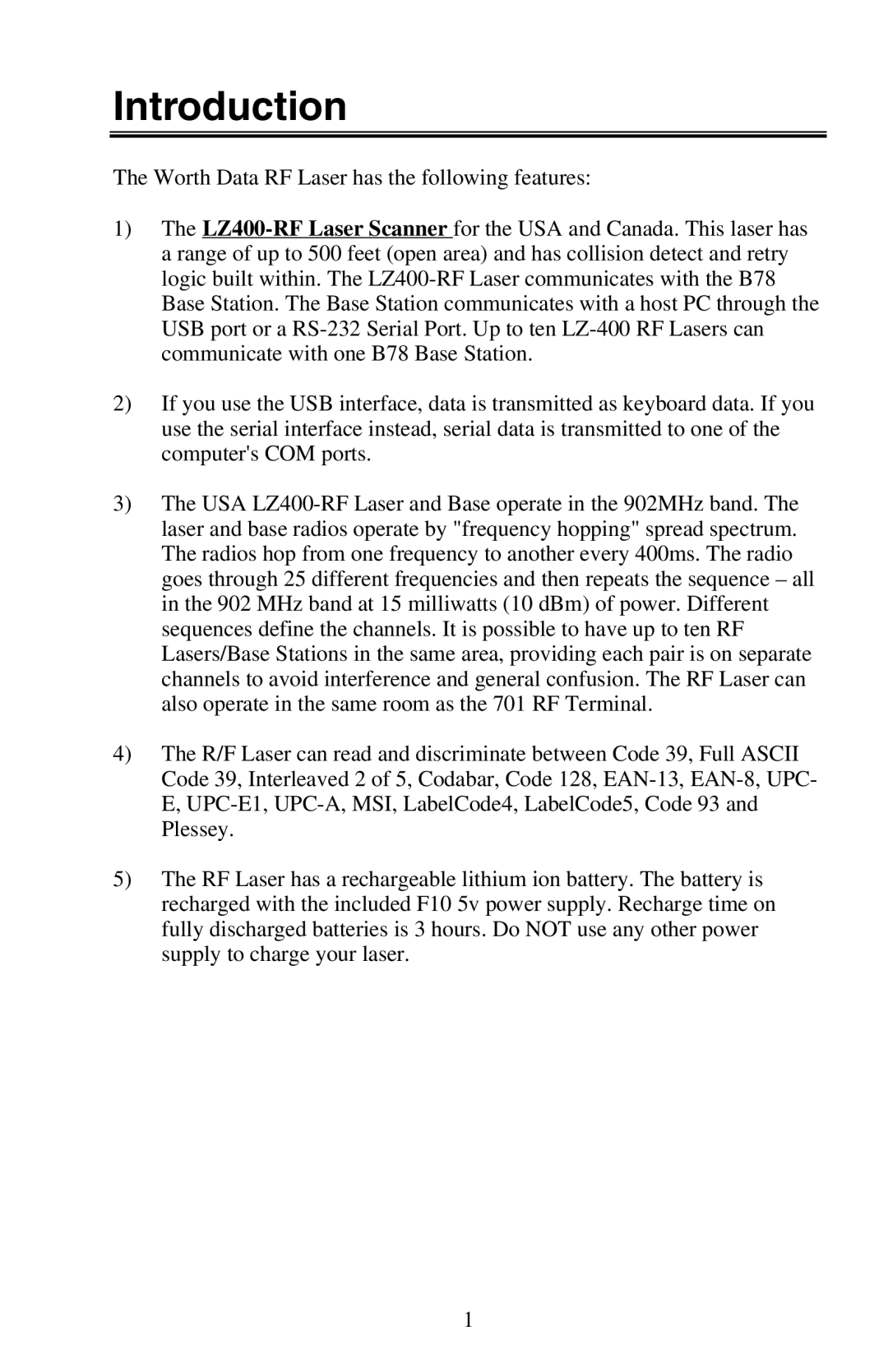 Worth Data RF Laser user manual Introduction 