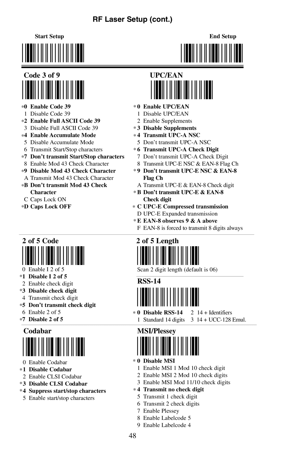 Worth Data RF Laser user manual Code 3, Length, RSS-14, Codabar MSI/Plessey 