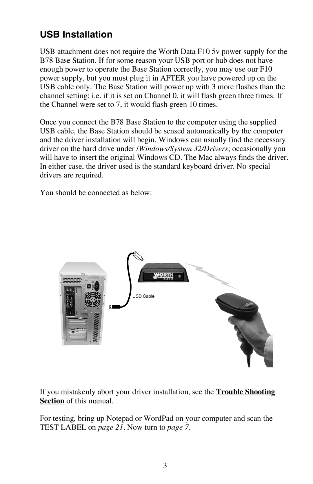 Worth Data RF Laser user manual USB Installation 