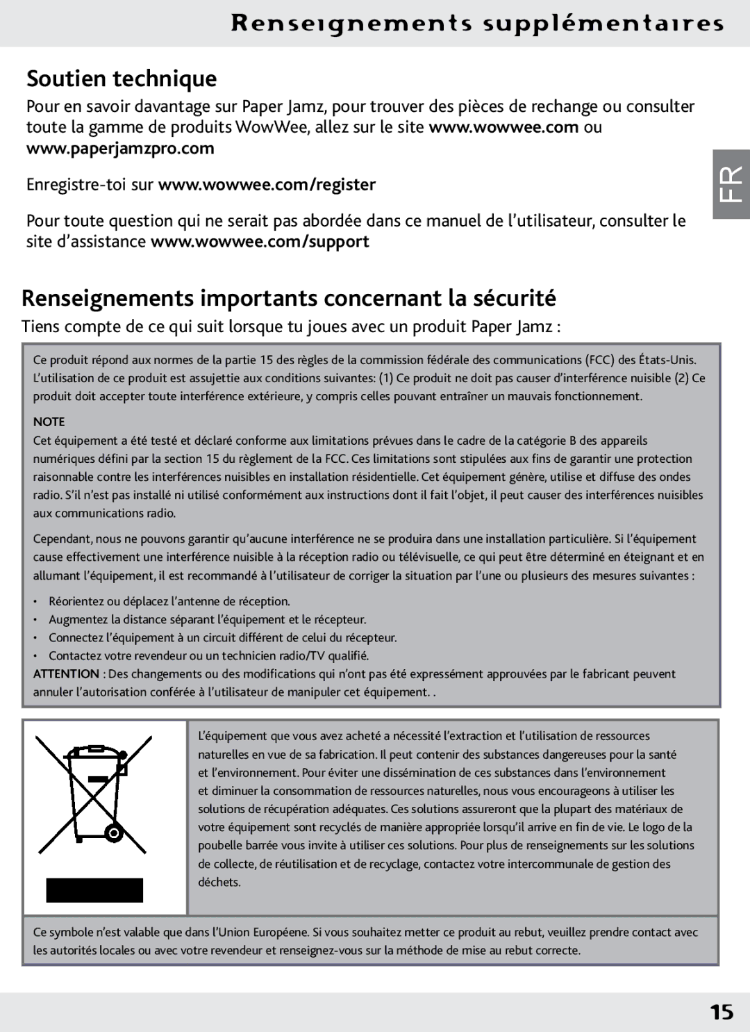 Wow Wee 62473 user manual Renseignements supplémentaires 