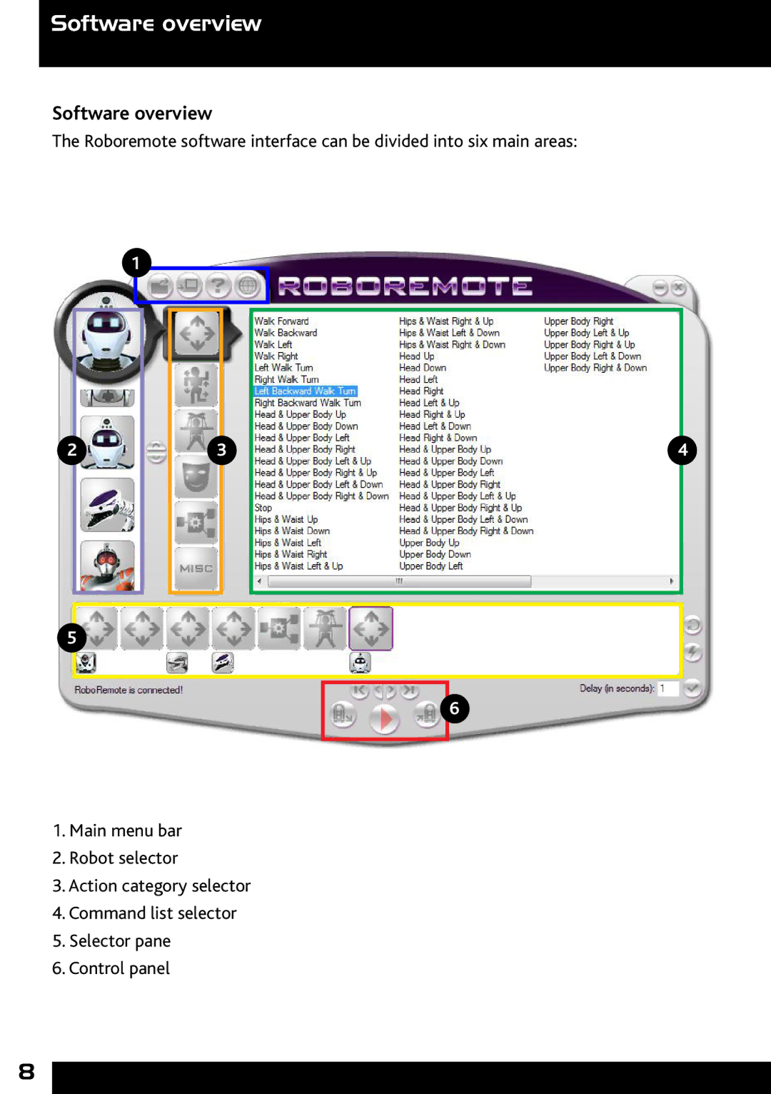 Wow Wee 8000 user manual Software overviewIntroduction to the Roboremote software 