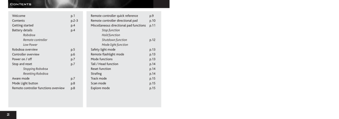 Wow Wee 8032 user manual Contents 