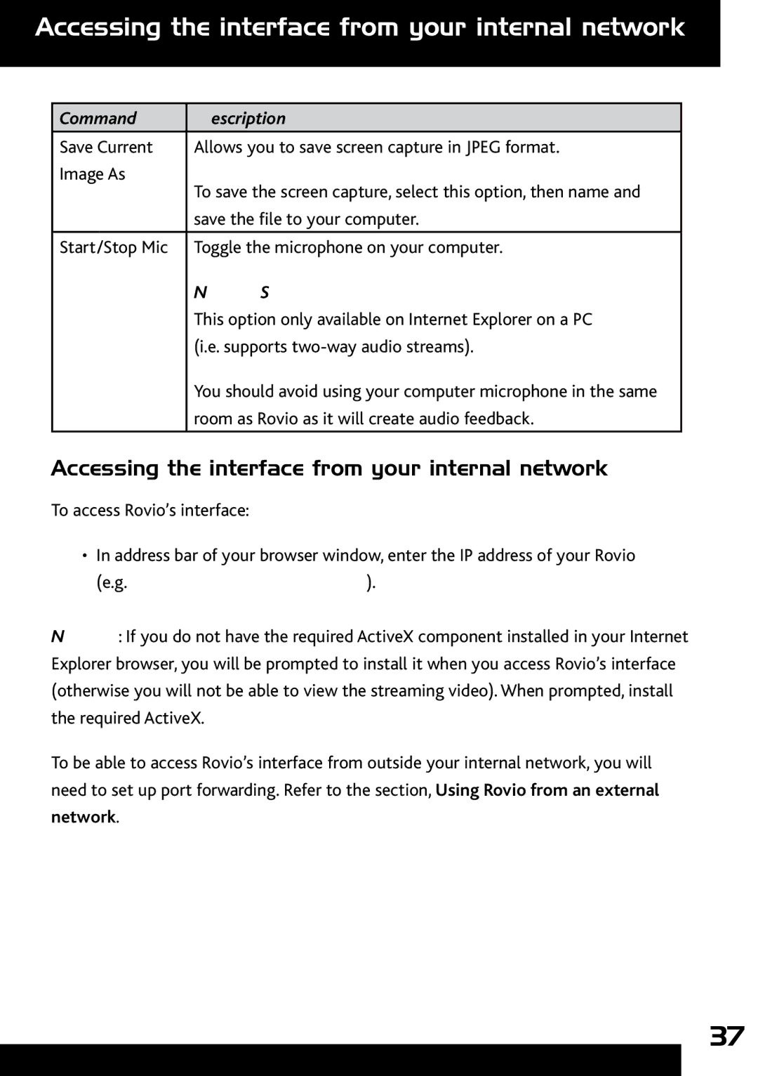 Wow Wee 8033 user manual Accessing the interface from your internal network 