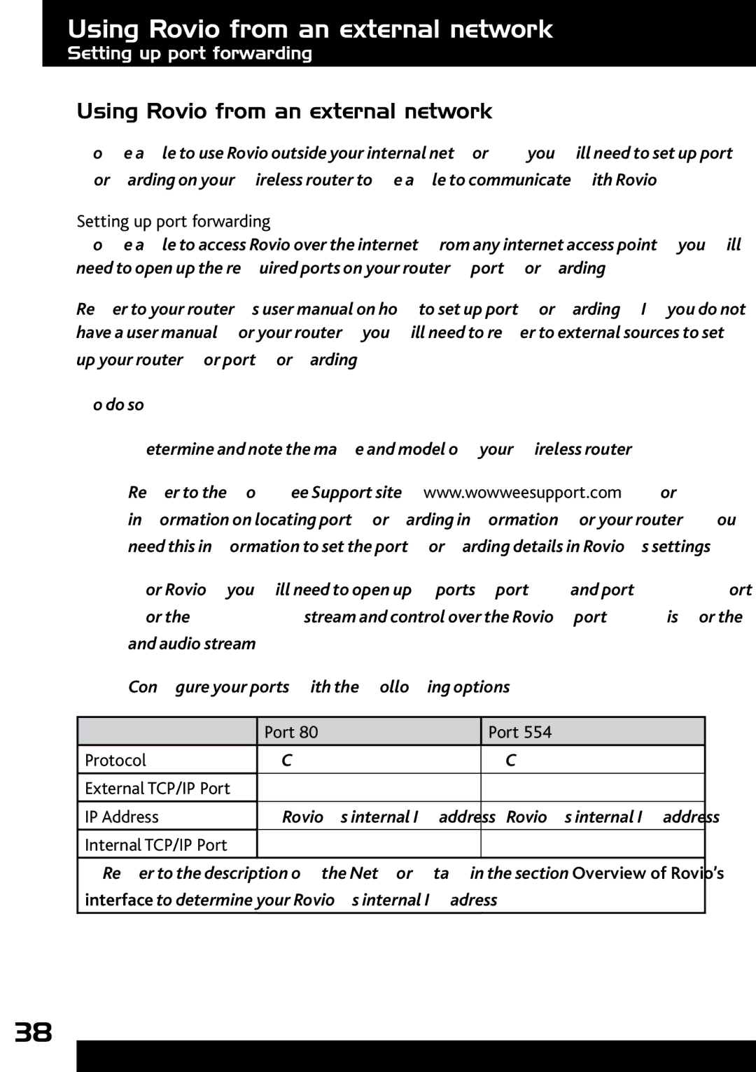 Wow Wee 8033 user manual Using Rovio from an external network 