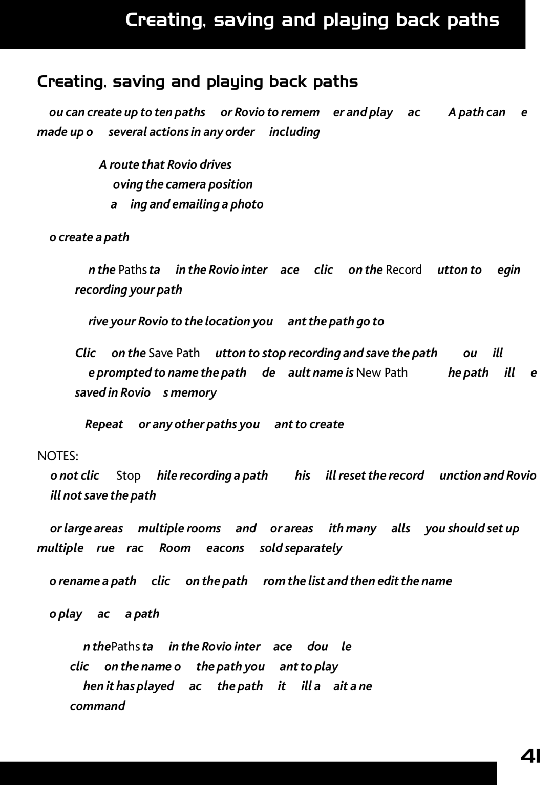 Wow Wee 8033 user manual Creating, saving and playing back paths 