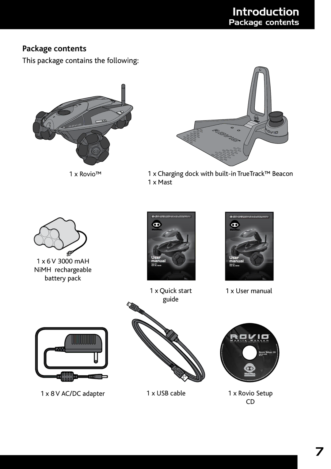 Wow Wee 8033 user manual Package contents 