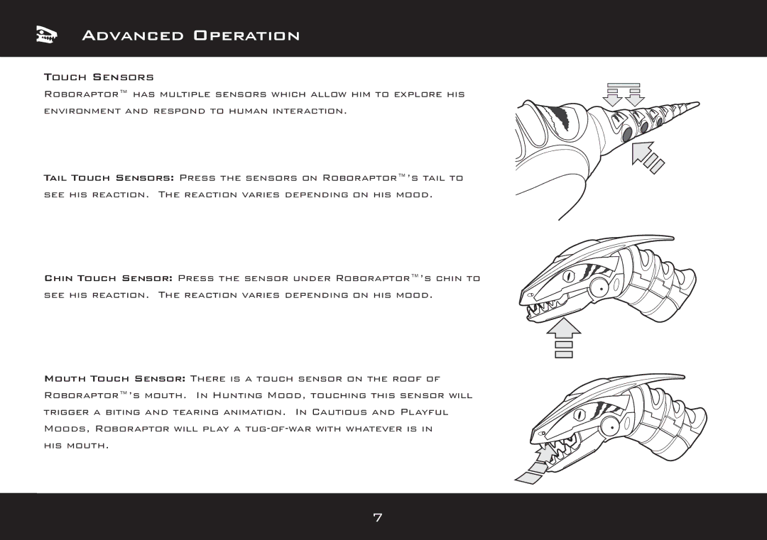 Wow Wee 8095 user manual Touch Sensors 