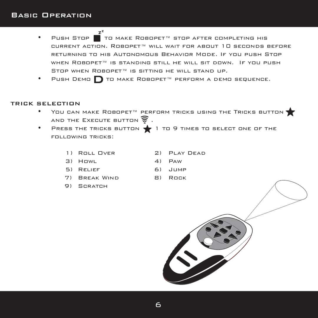 Wow Wee 8096 user manual Trick Selection 