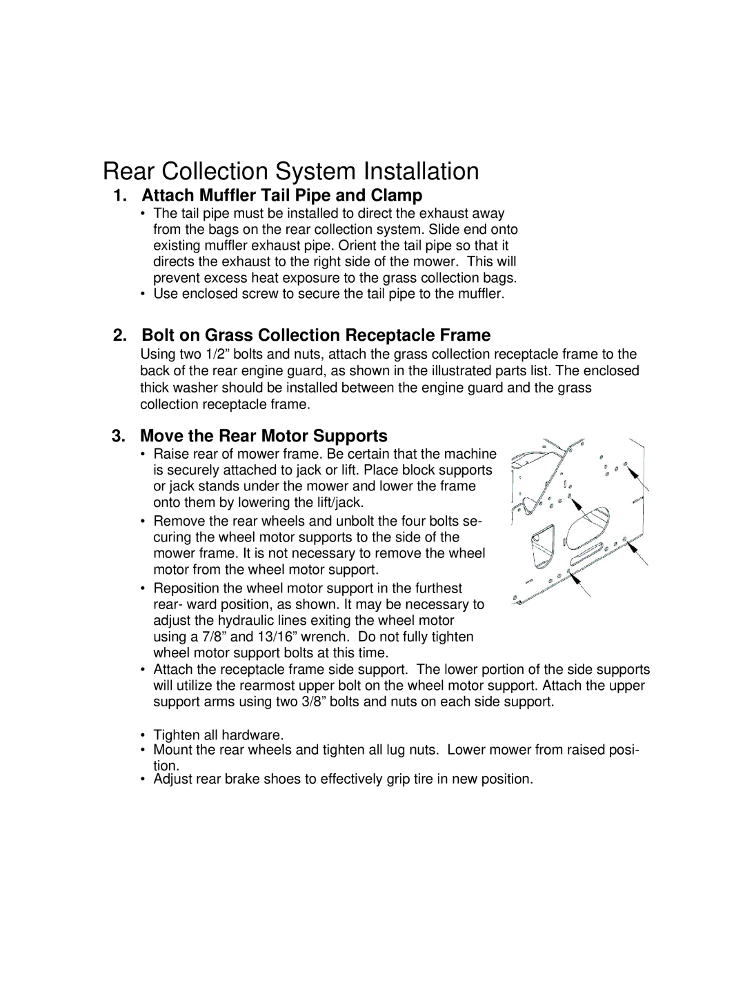 Wright Manufacturing 98320010, 98320009, 98320008 Rear Collection System Installation, Attach Muffler Tail Pipe and Clamp 