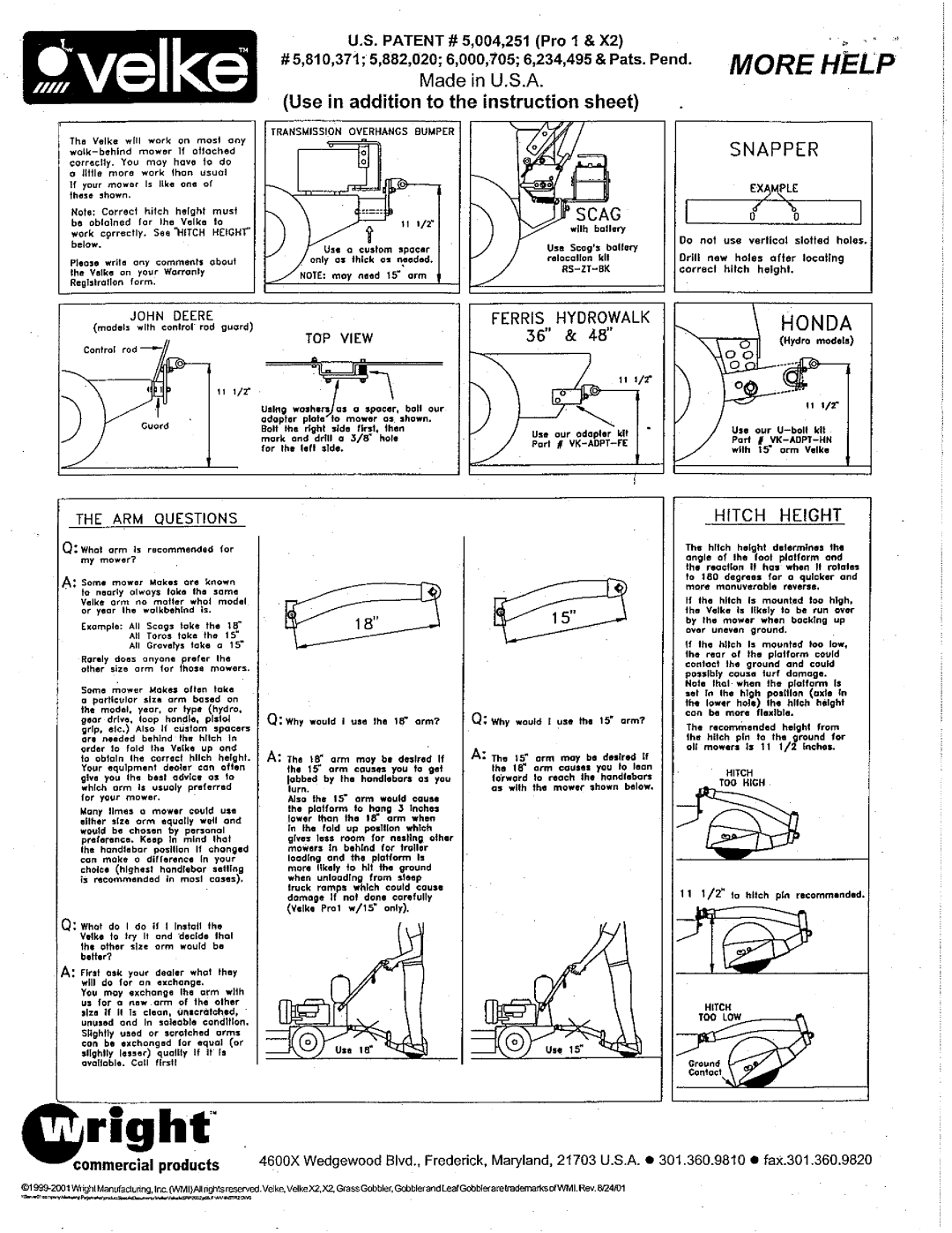 Wright Manufacturing VK200-2, SC, B)-15 installation instructions 