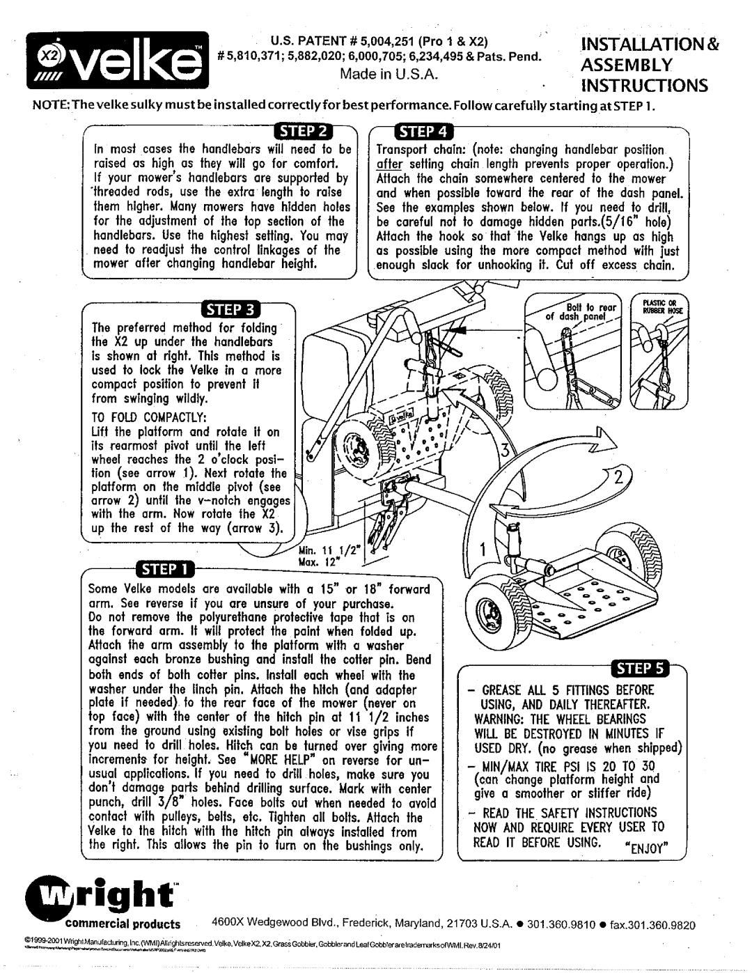 Wright Manufacturing VKX2-3(R installation instructions 