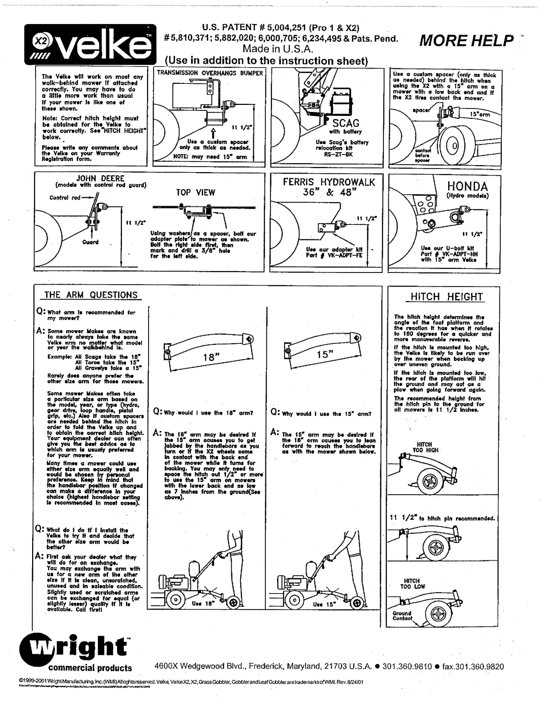 Wright Manufacturing VKX2-3(R installation instructions 