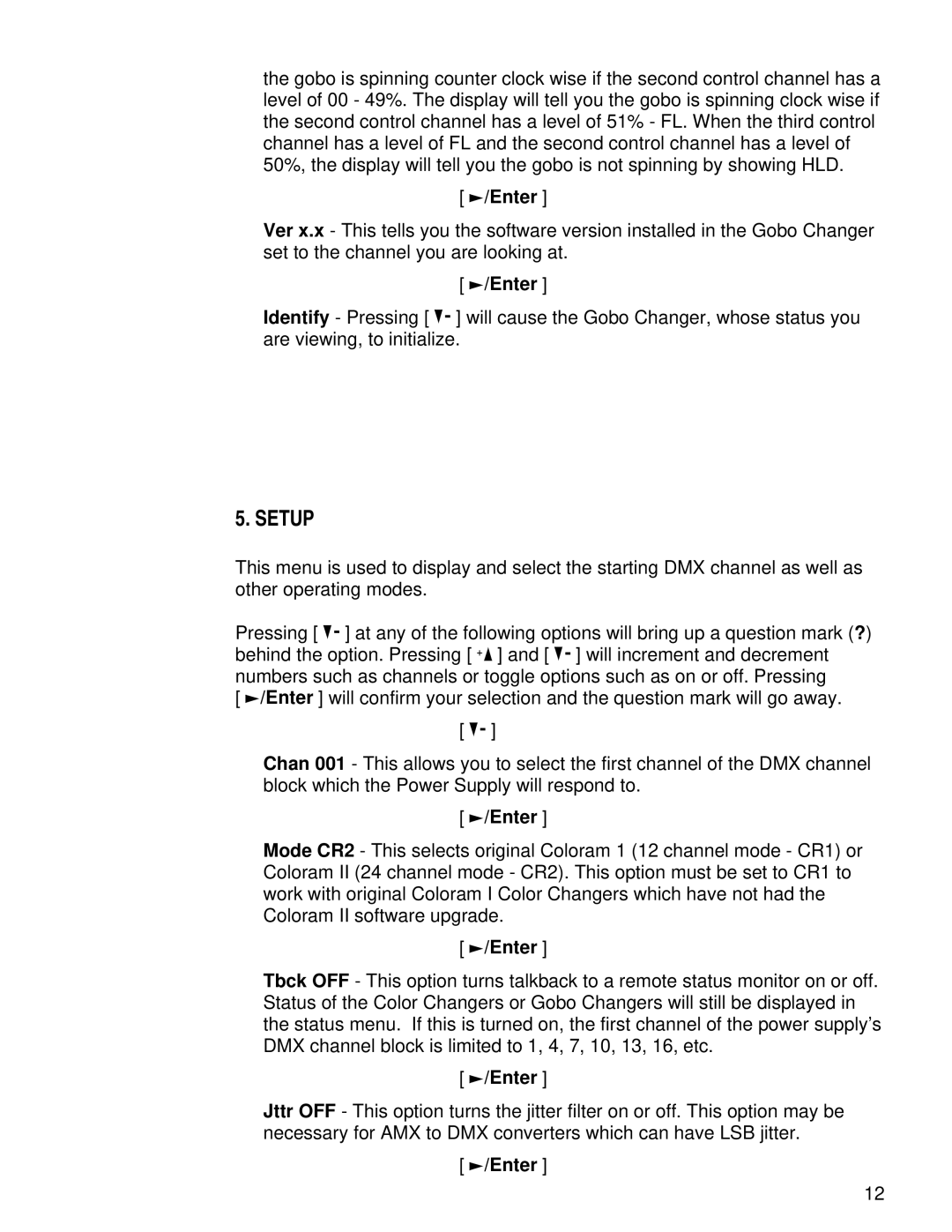 Wybron pmn user manual Setup 