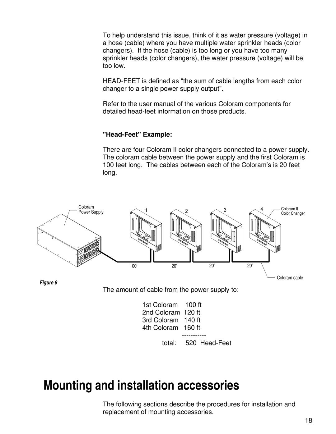 Wybron pmn user manual Mounting and installation accessories, Head-Feet Example 