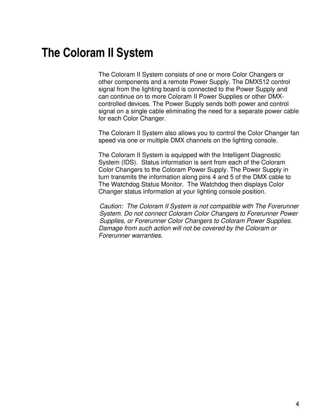 Wybron pmn user manual Coloram II System 