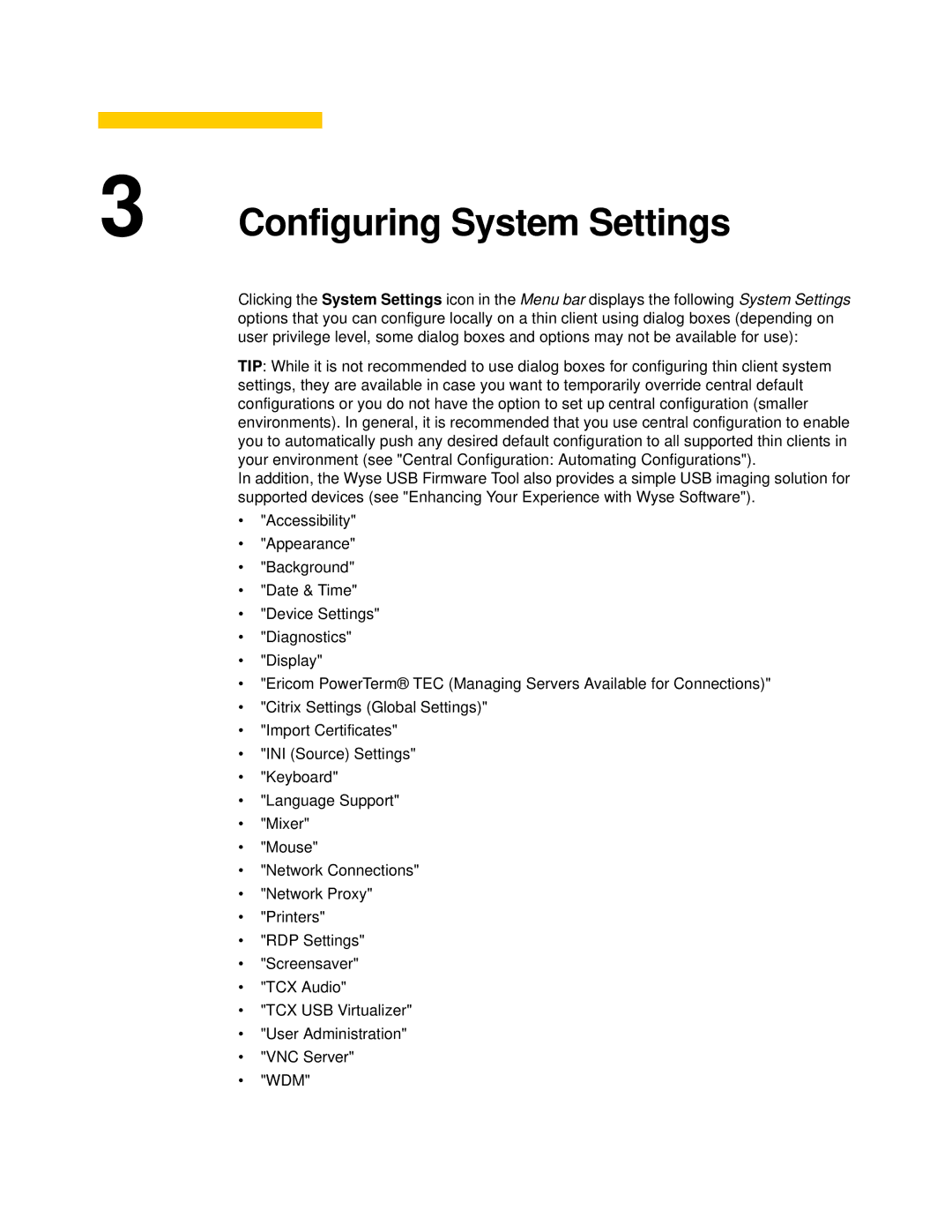 Wyse Technology 060413 manual Configuring System Settings 