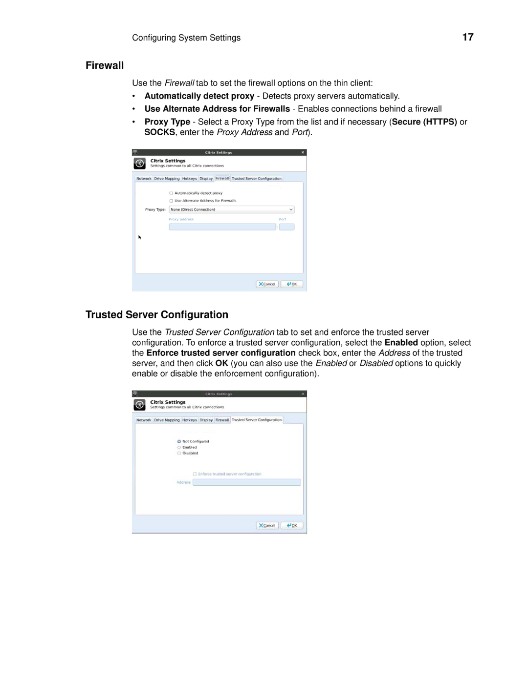 Wyse Technology 060413 manual Firewall, Trusted Server Configuration 