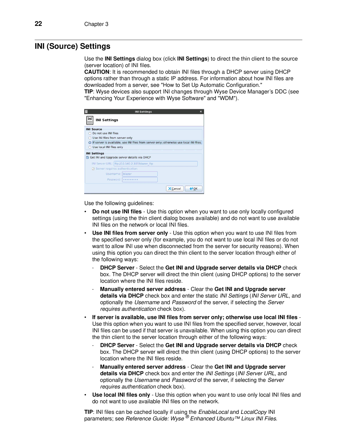 Wyse Technology 060413 manual INI Source Settings 